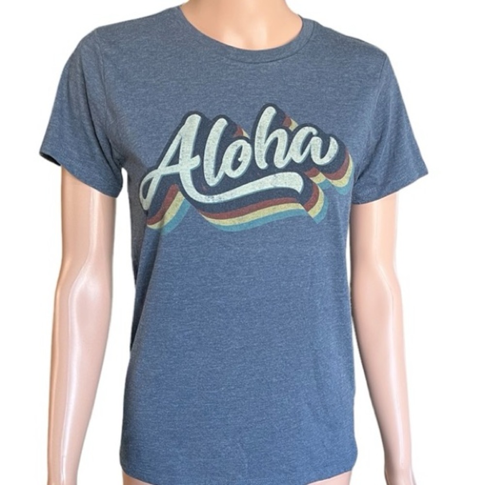Island Girl Aloha Multi-Colored Graphic Print Gray T-Shirt Girls XL Hawaii NWOT
